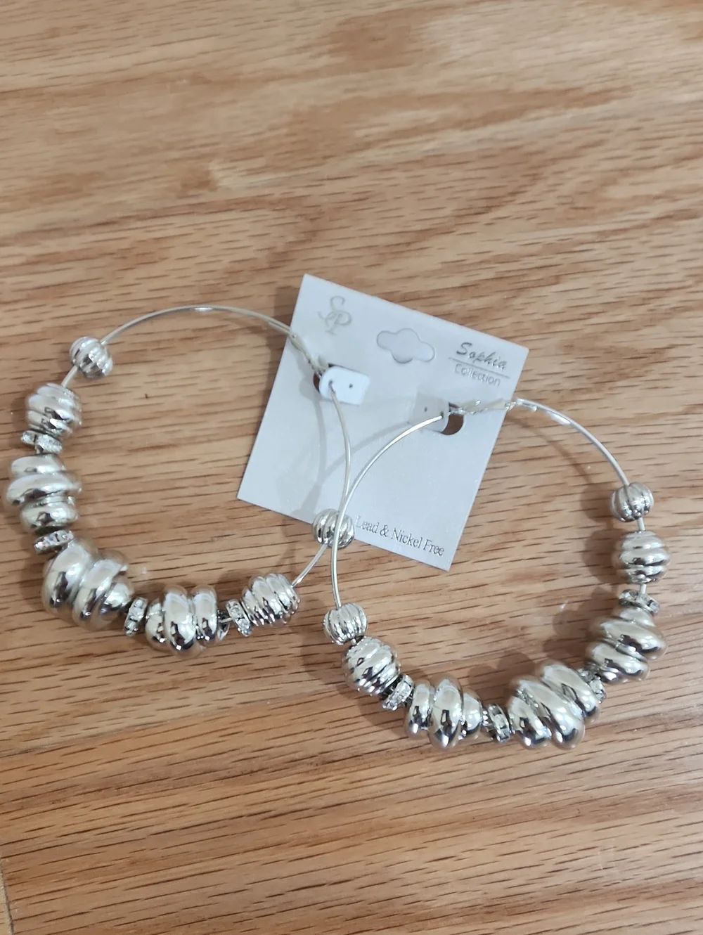 Silver beads large hoop Fashion Earrings